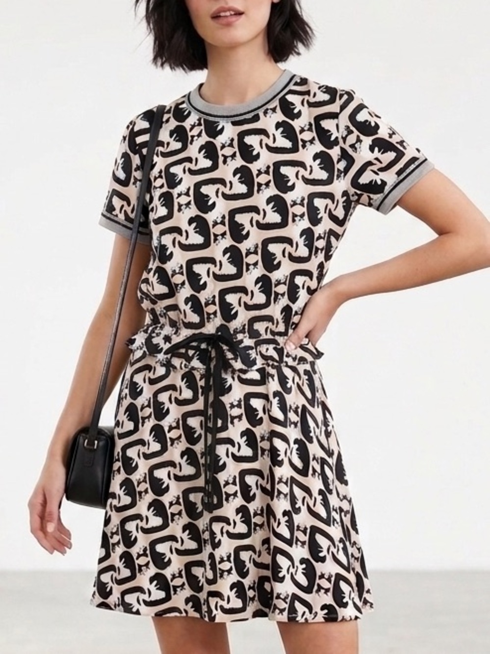 Paul & Joe Sister Tuxedo Cat Print Mini Dress 40 M French Quirky Novelty Twee